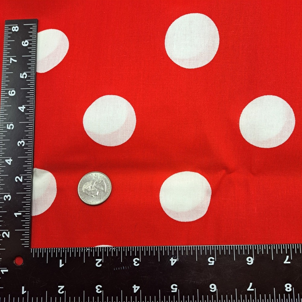 Red White Polka Dot Fabric Material Craft Sewing Decor‎ 2.5 yard Vintage - Picture 4 of 4